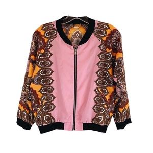 Ali & Kris Lightweight Jacket Women Size M Paisley Pink Orange